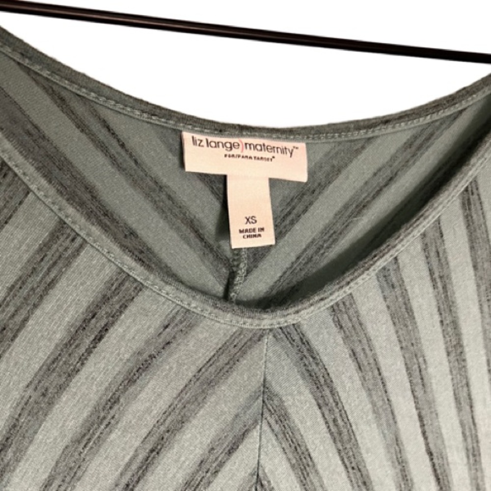 liz lange maternity - Striped 3/4 Sleeve Oversized Tee - Green/Teal - Size XS - Picture 3 of 3